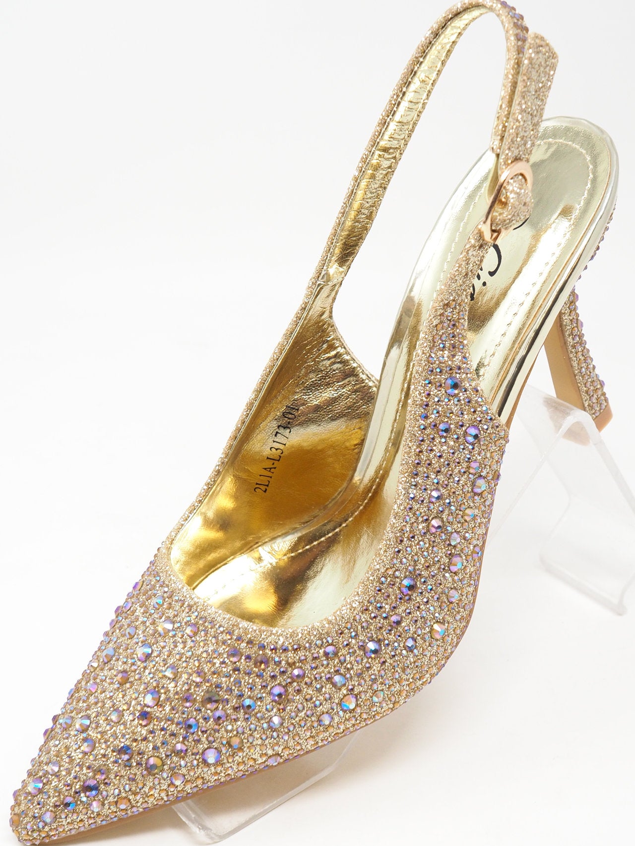 Décolleté slingback con strass