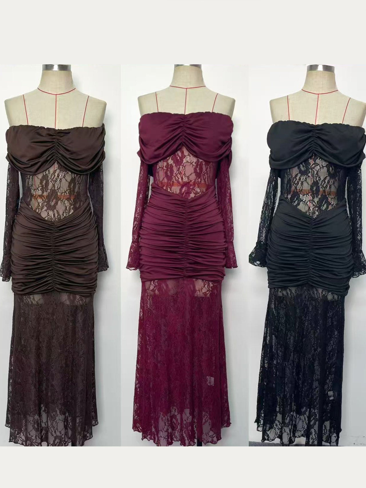 Vestito in pizzo macramè a barchetta