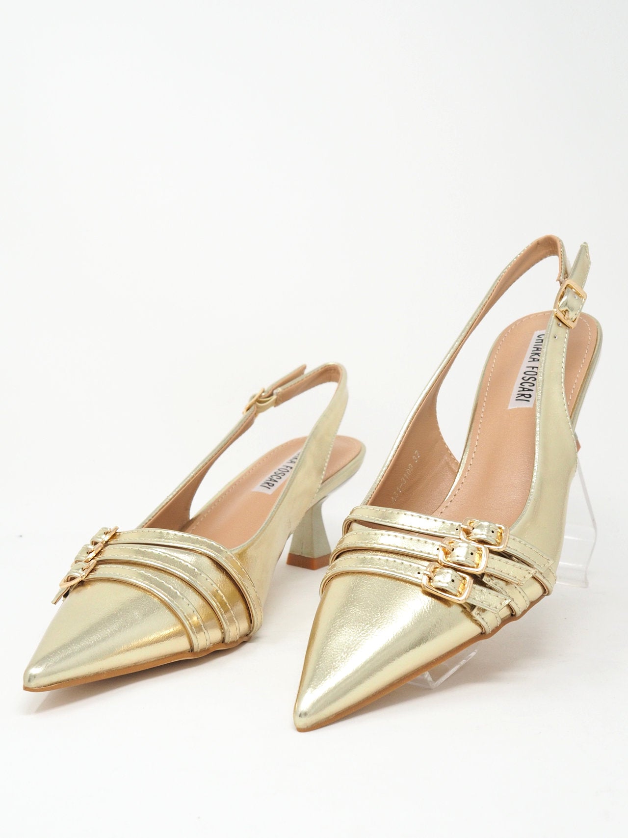 Décolleté slingback con fibbie