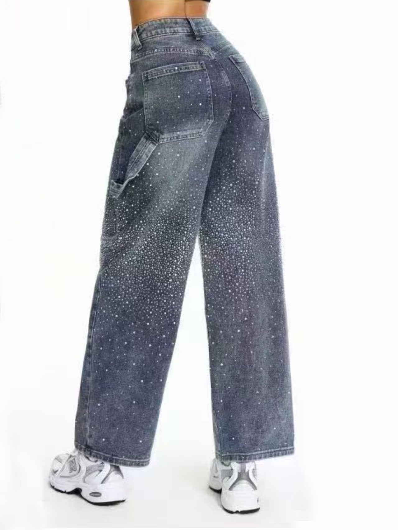 Jeans carpenter con strass - mom fit