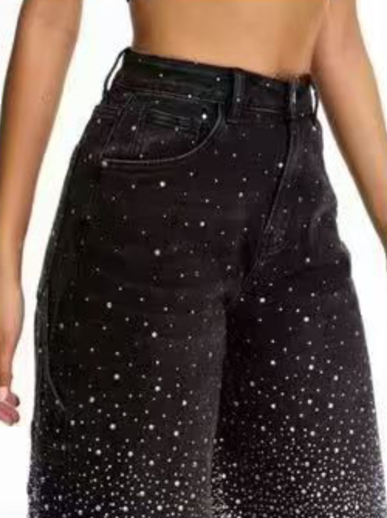 Jeans carpenter con strass - mom fit