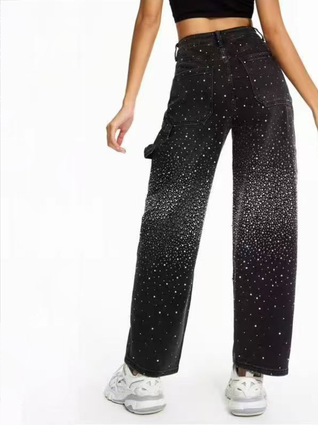 Jeans carpenter con strass - mom fit