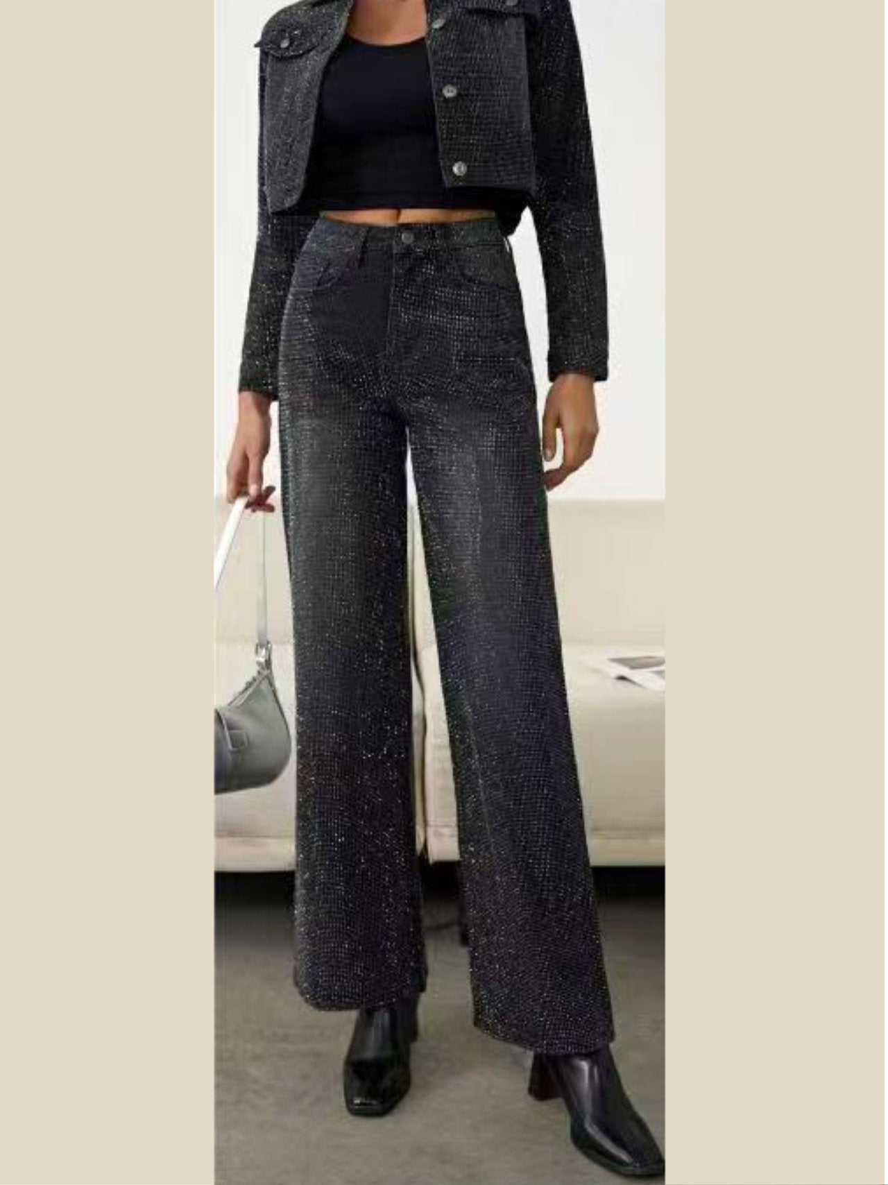 Pantaloni jeans con strass