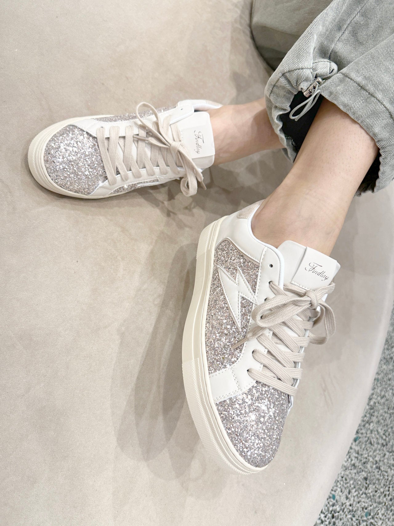 Sneakers Yung Bianche Con Brillantini Brillantini Scarpe