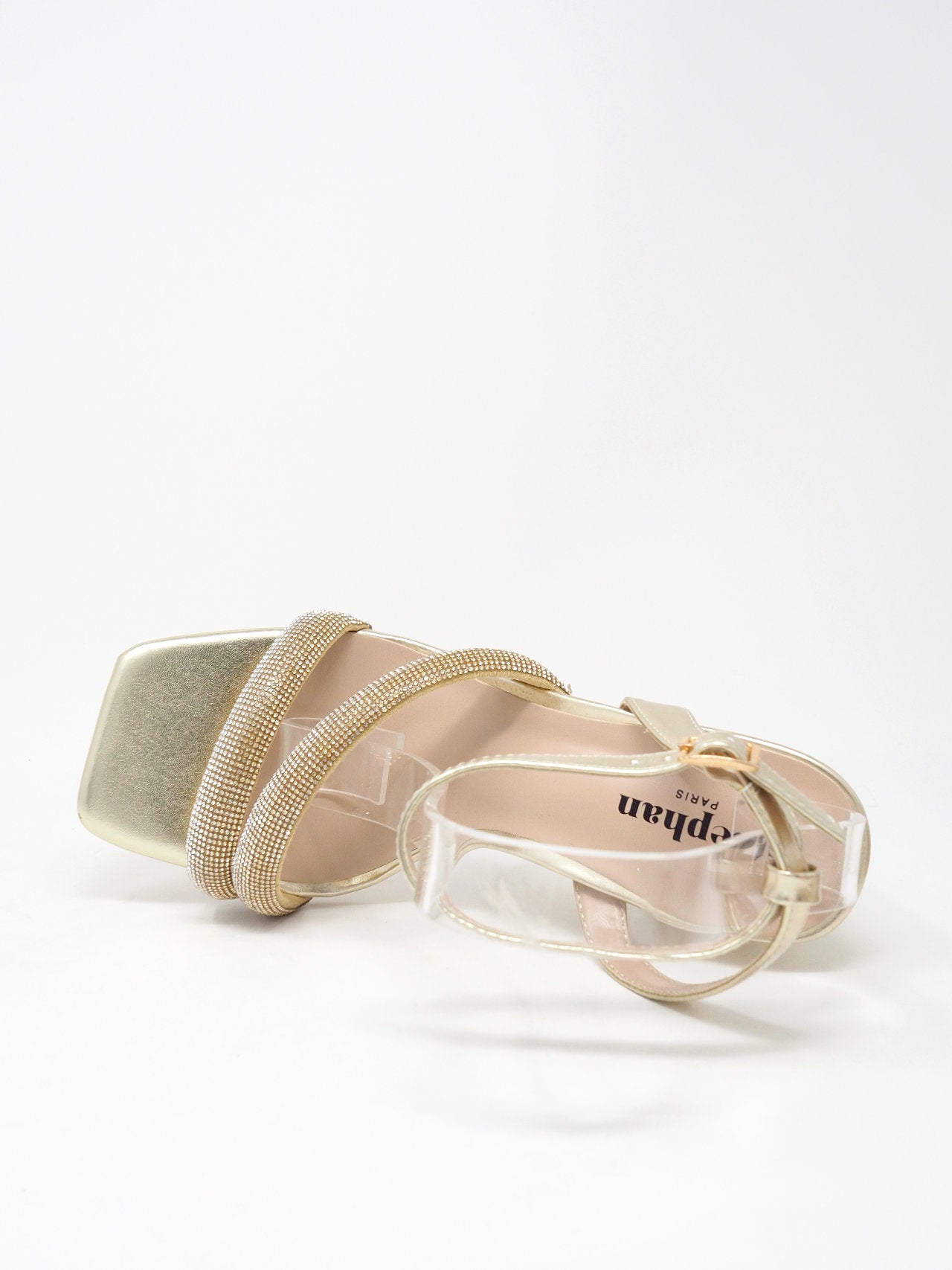 Sandali con doppia fascia strass