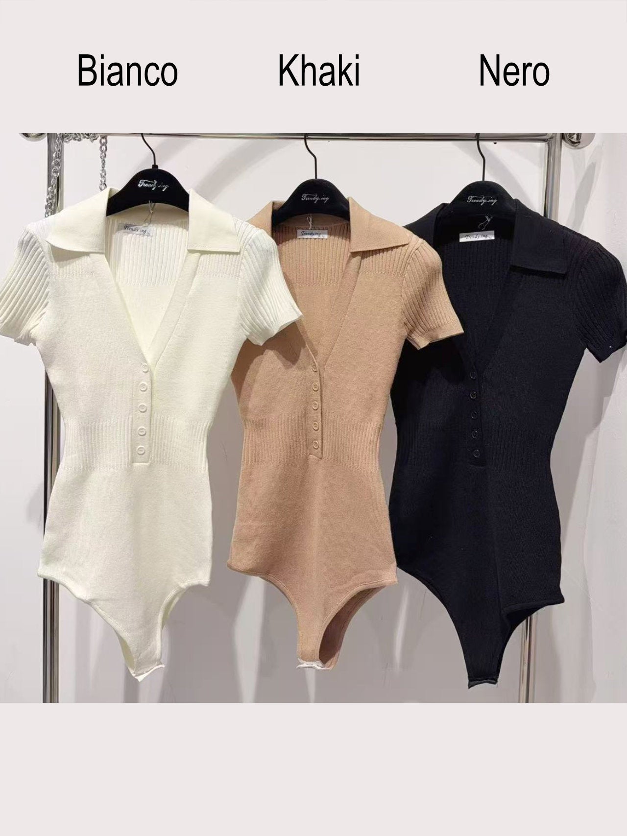 Polo a body con scollo a v