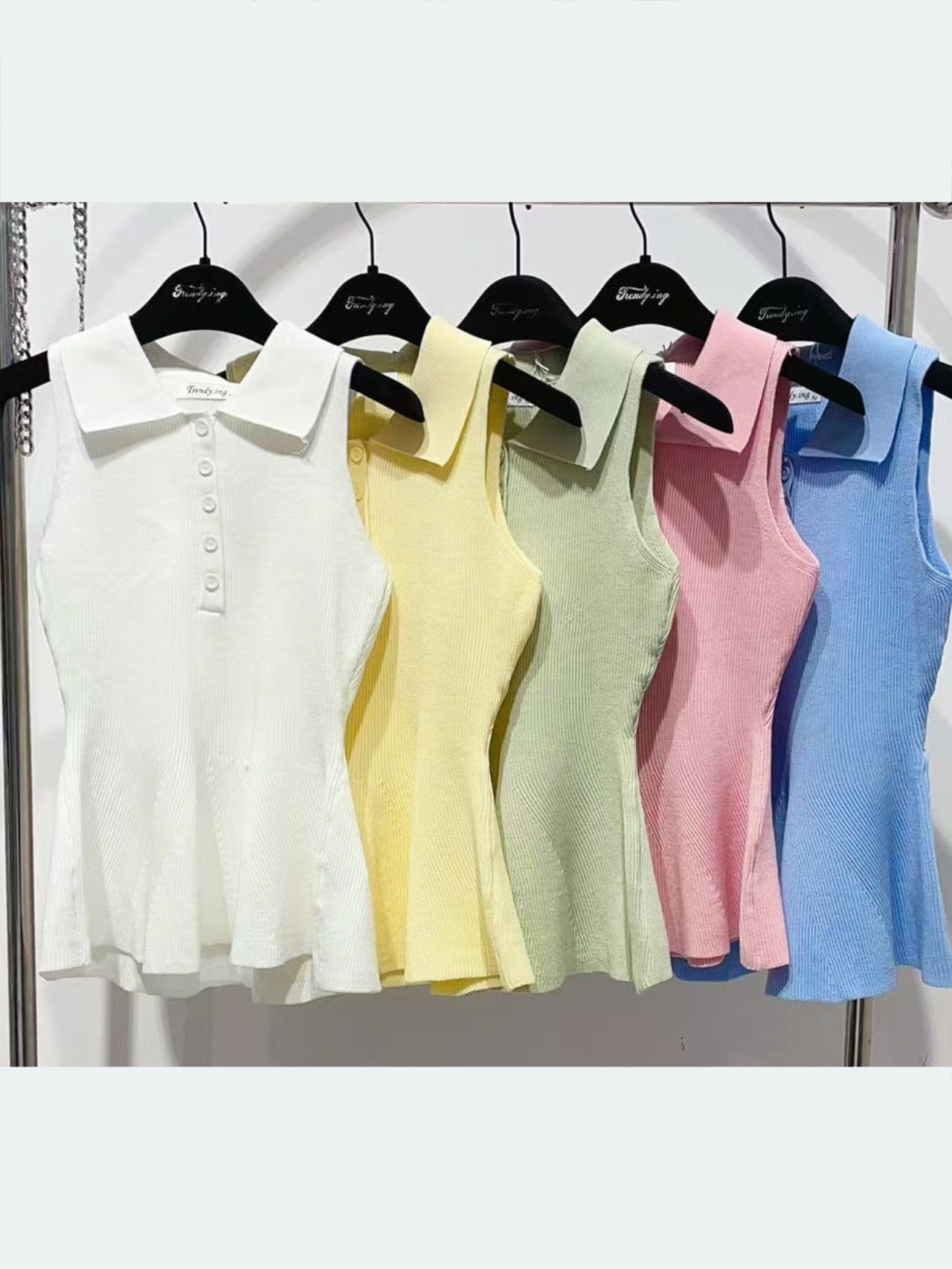 Polo a costine smanicata