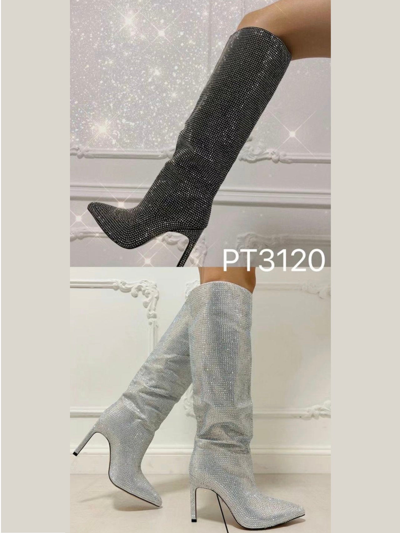 Stivali alti ricoperti di strass