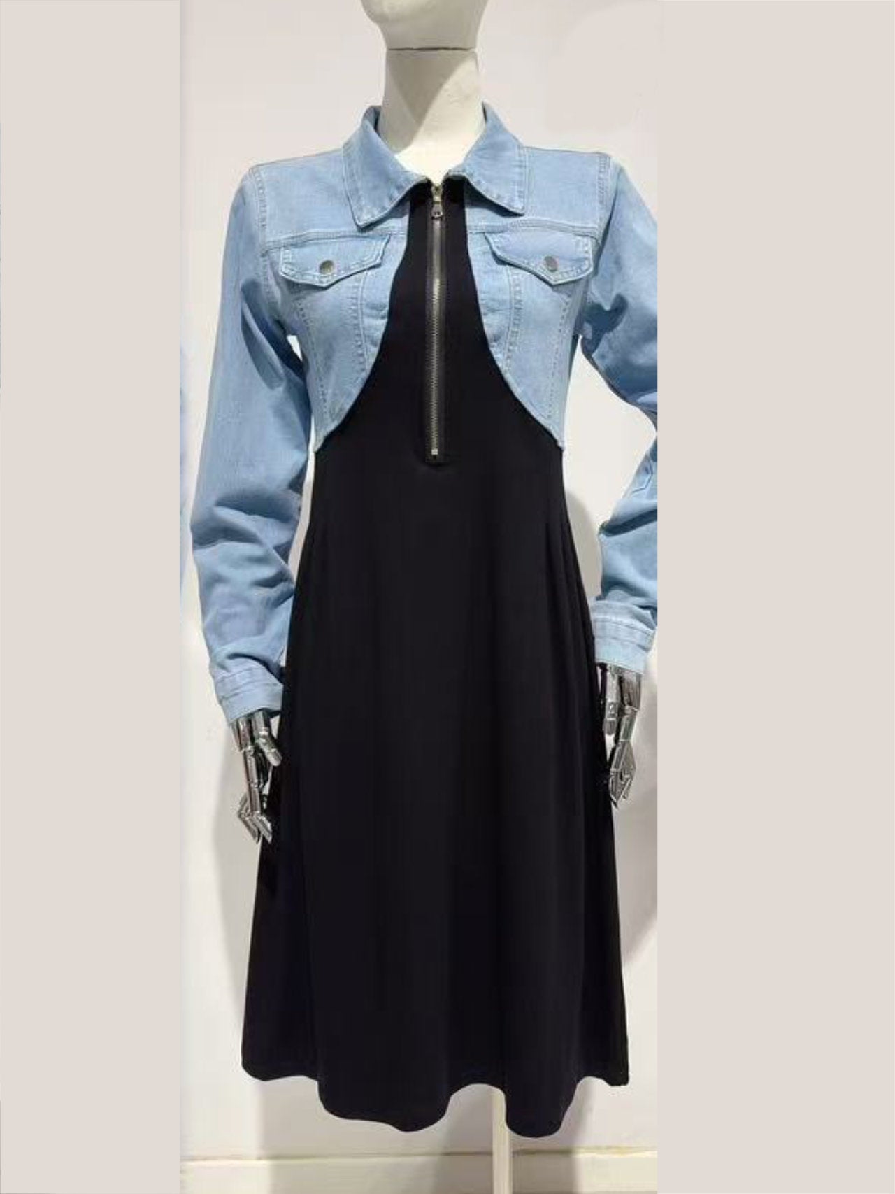 Vestitino jeans e tessuto