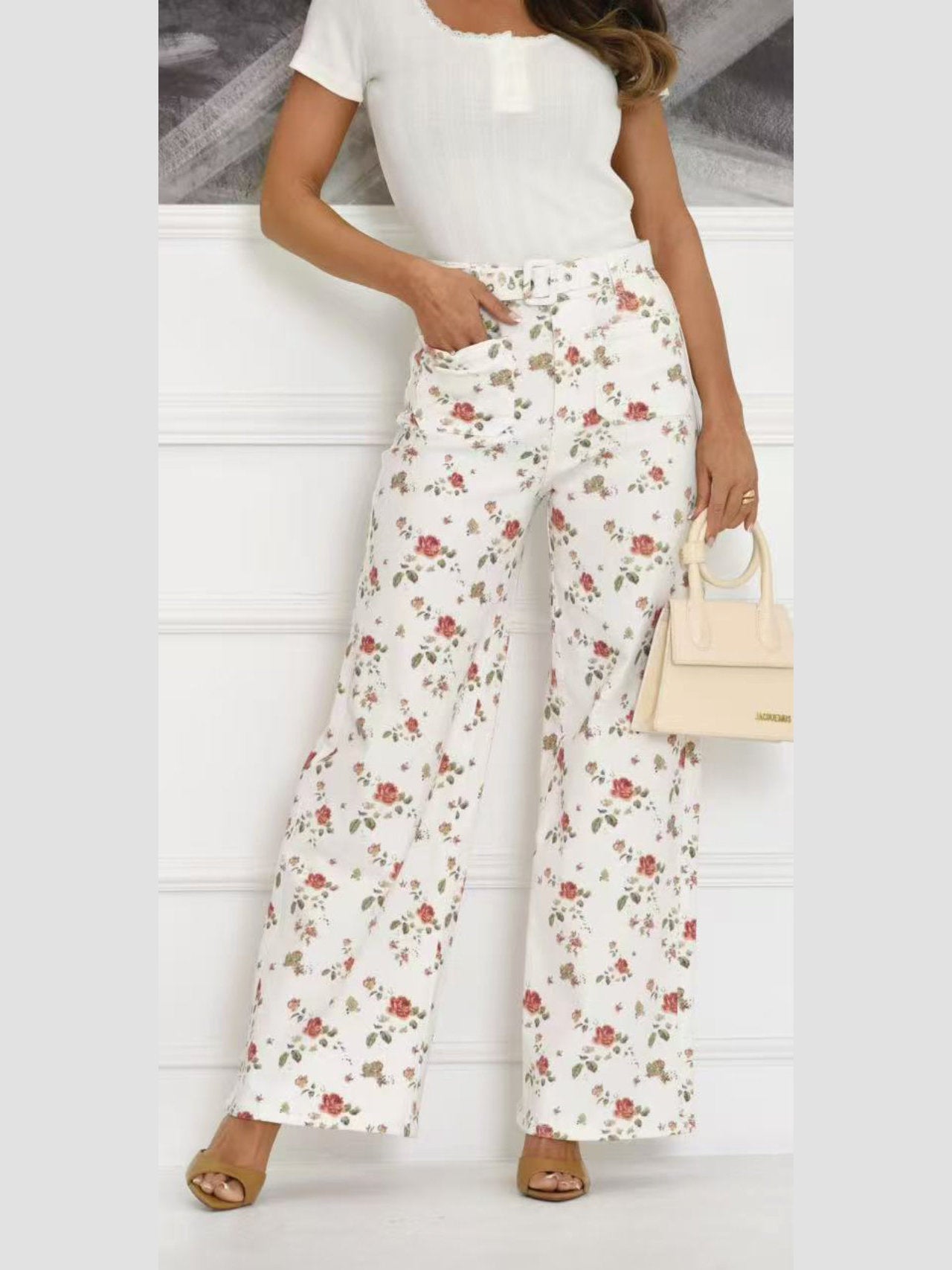 Jeans floreali a palazzo