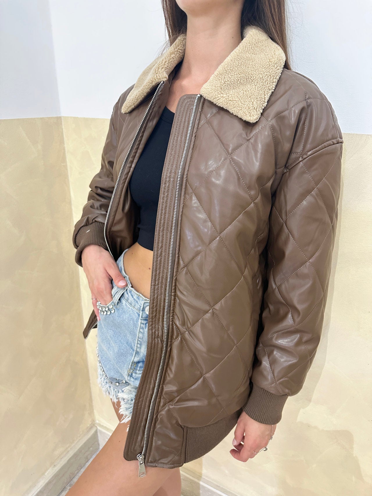 Giubbino similpelle imbottito