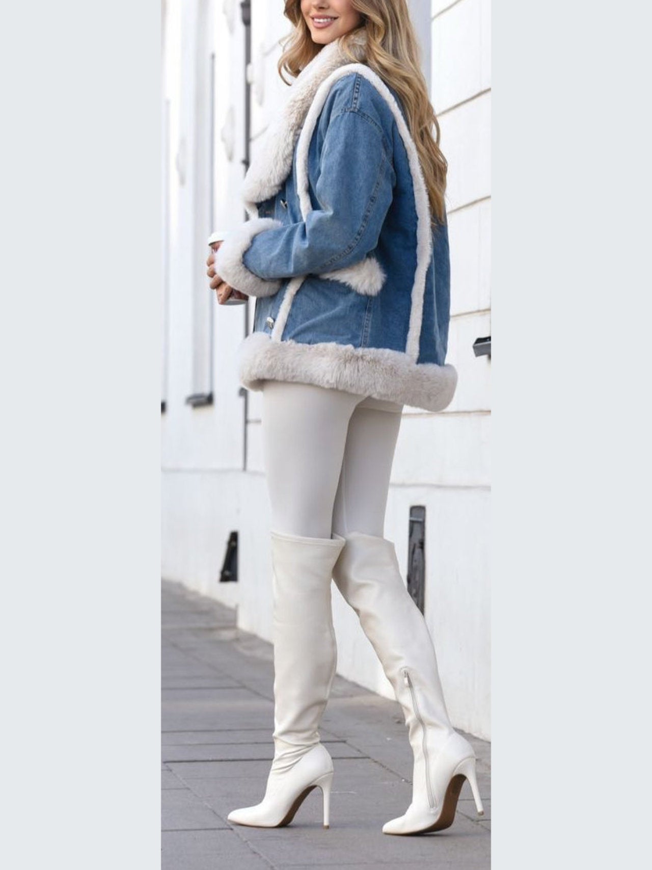 Giubbino jeans con pelliccia