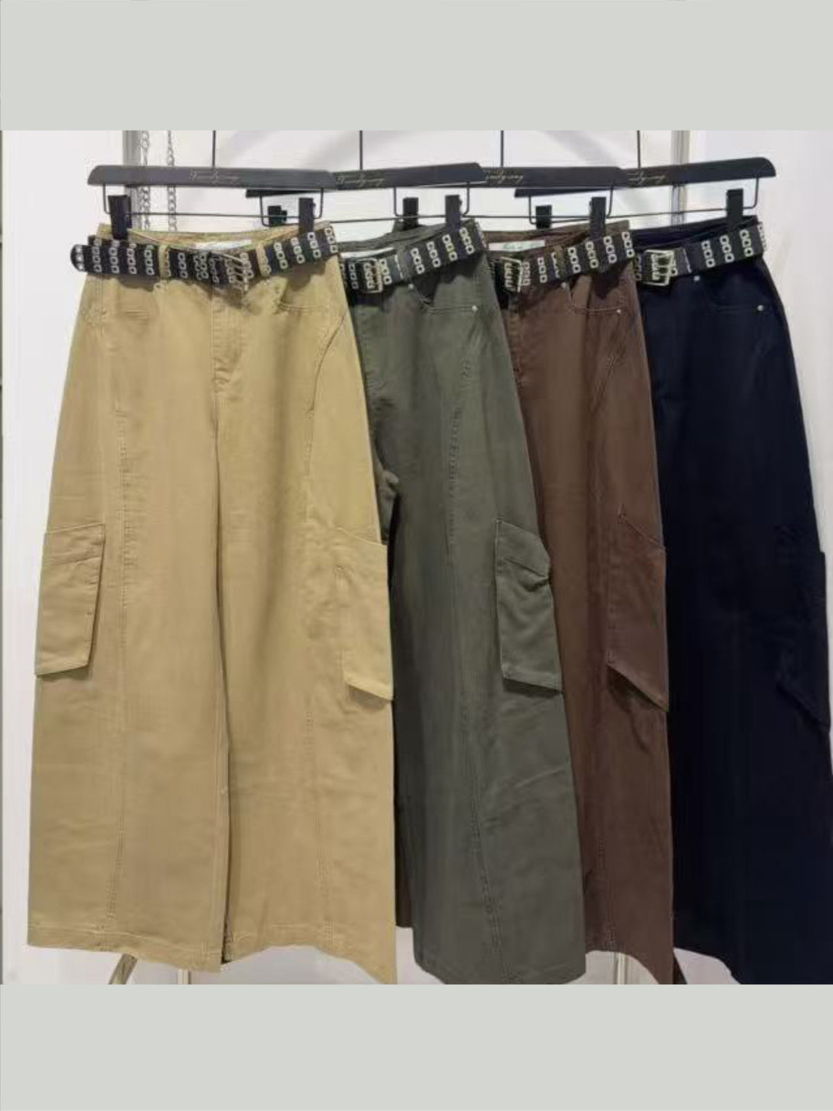 Pantaloni wide leg cargo