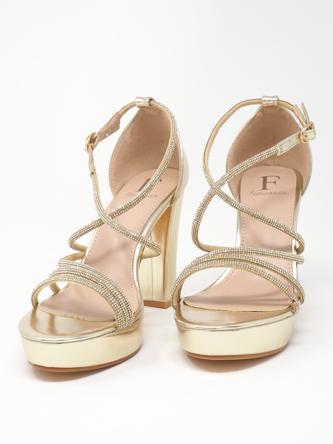 Sandali con fasce strass incrociate