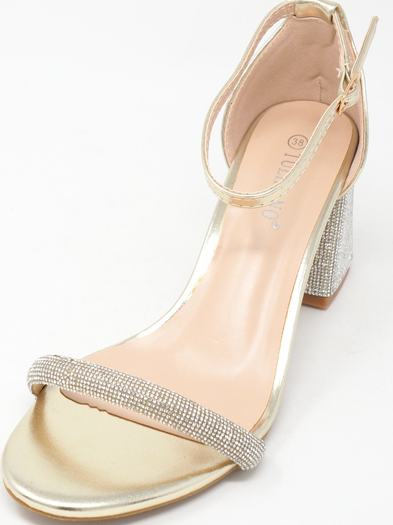 Sandali con fascia e tacco strass