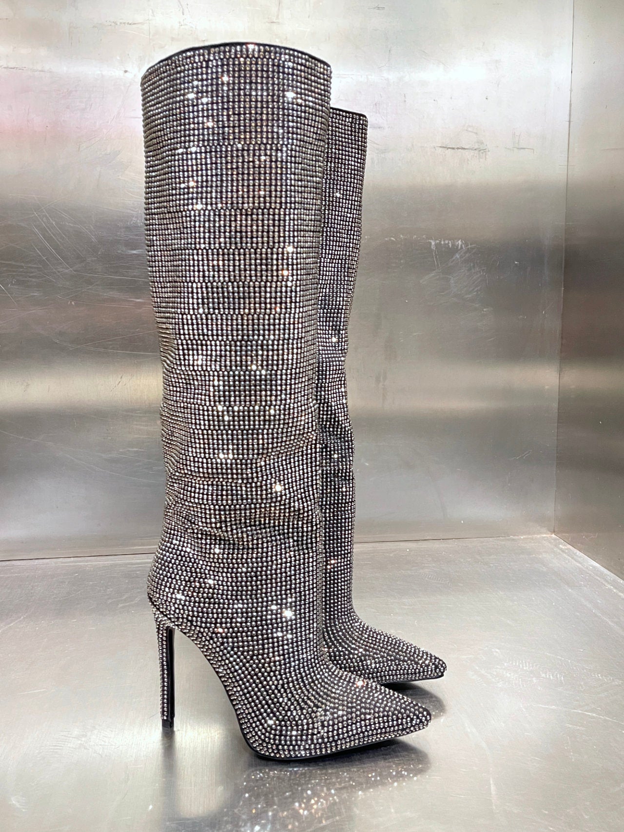 Stivali Tacchi Alti Glitter Stivali Ricoperti Di Strass – New Line