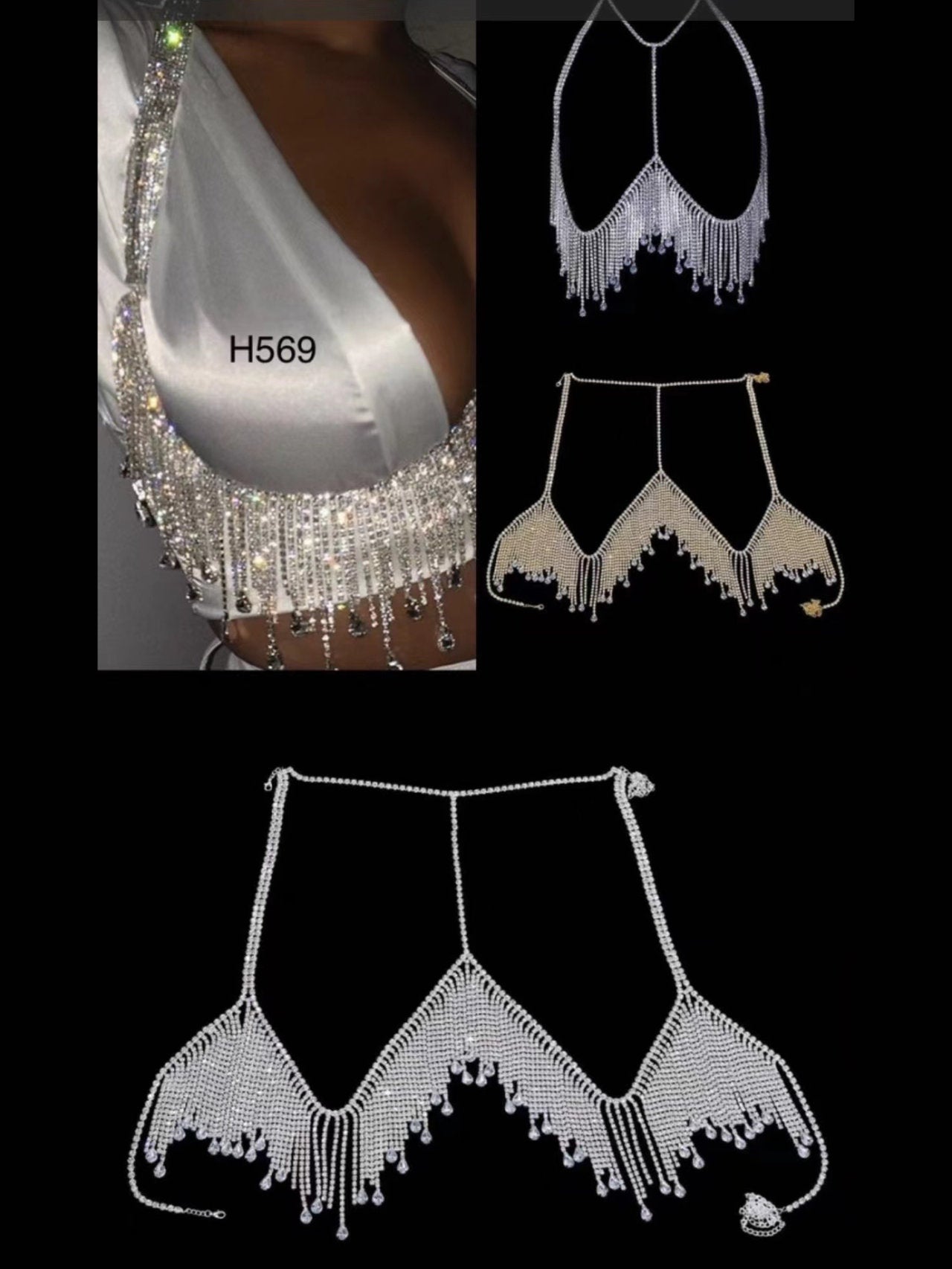 Top decorativo a fili di strass