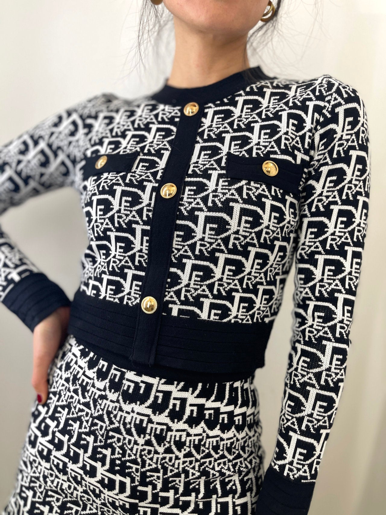 Completo maglia e gonna bicolore