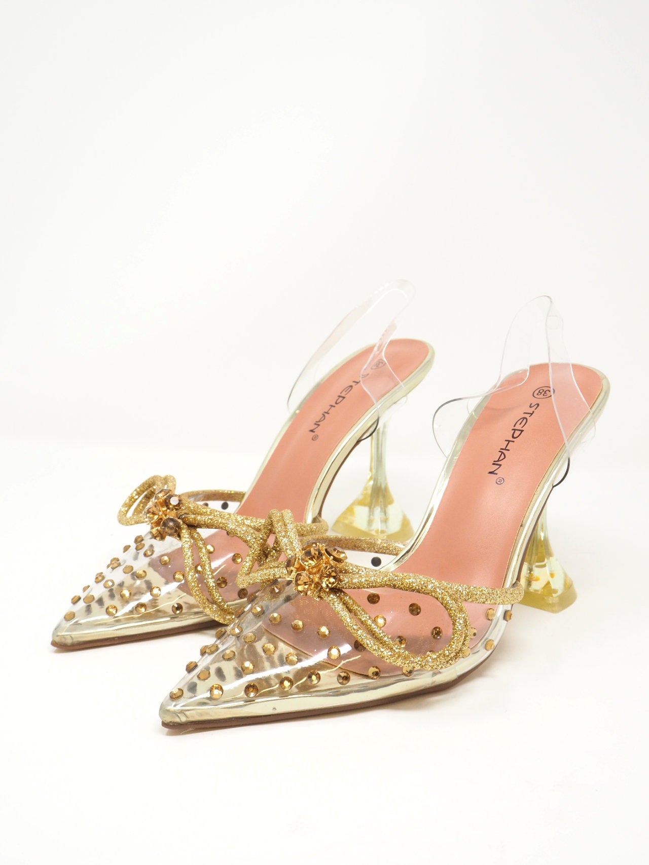 Décolleté slingback con fiocco strass