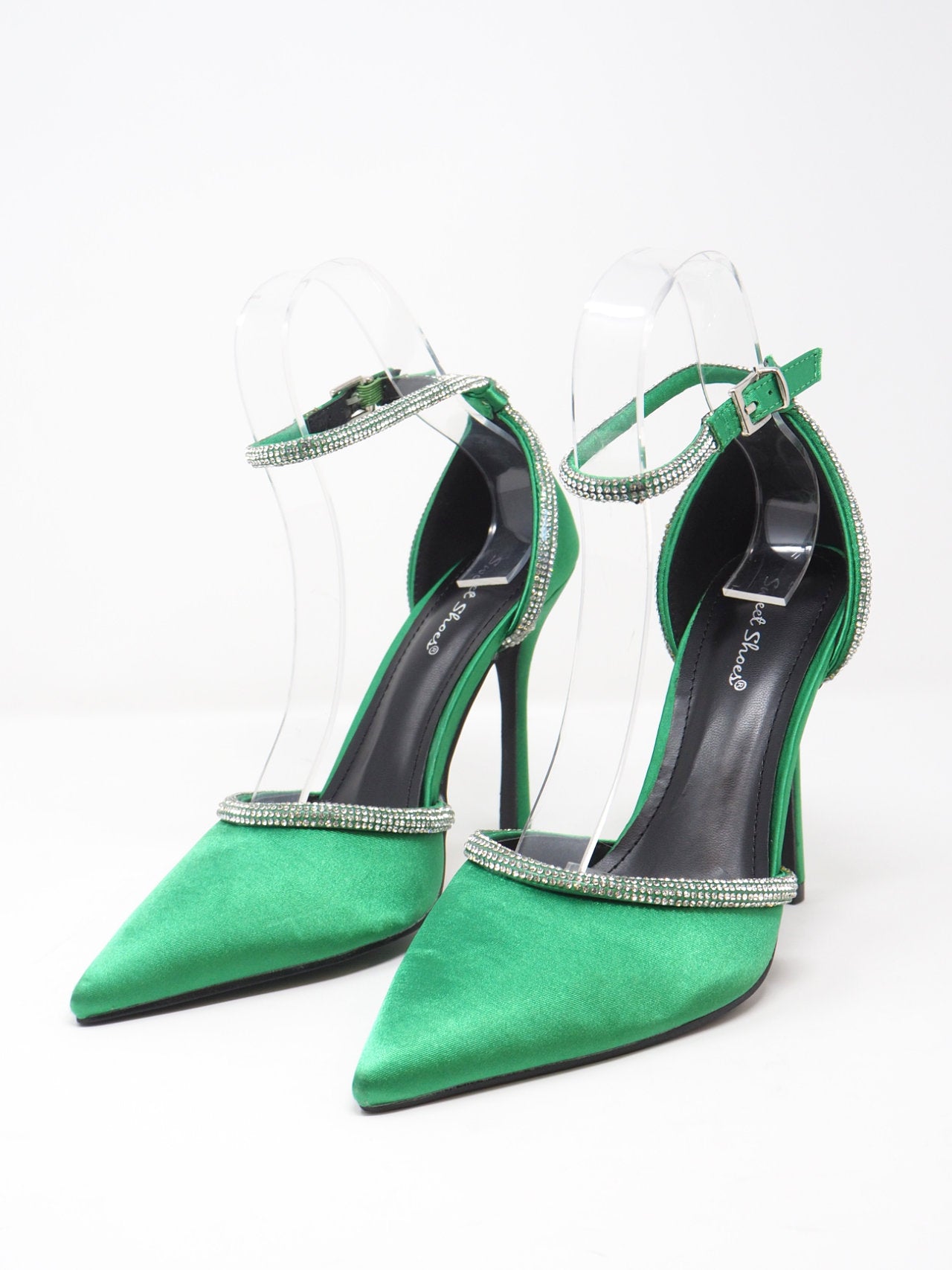 Décolleté in raso con strass