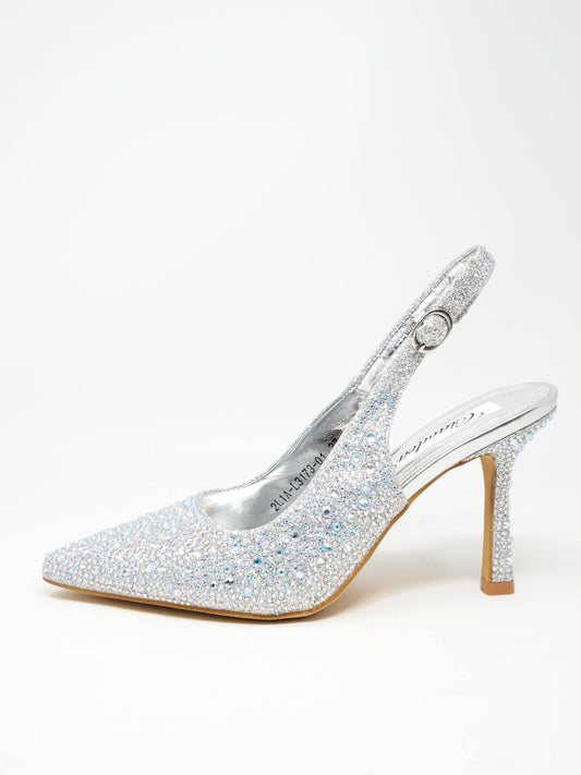 Décolleté slingback con strass