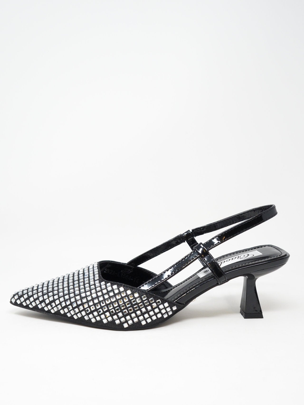 Slingback con strass e tacco basso – New Line