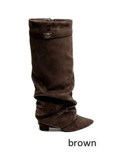 Stivali scamosciati con risvolto