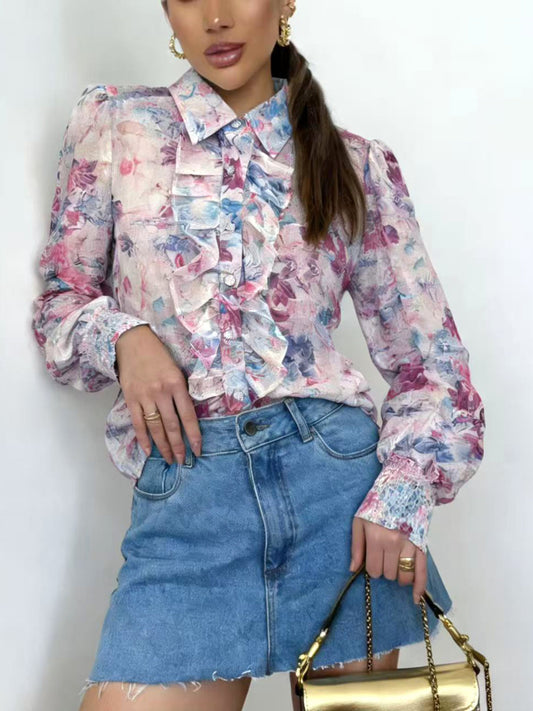 Camicetta fantasia con volant