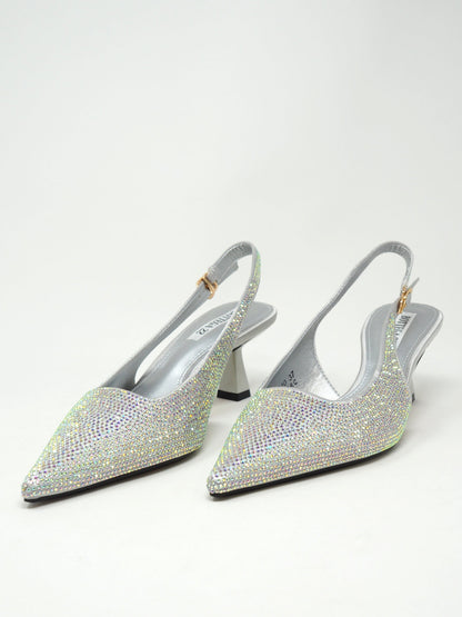 Décolleté slingback strass