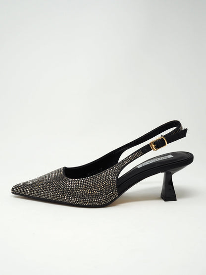 Décolleté slingback strass