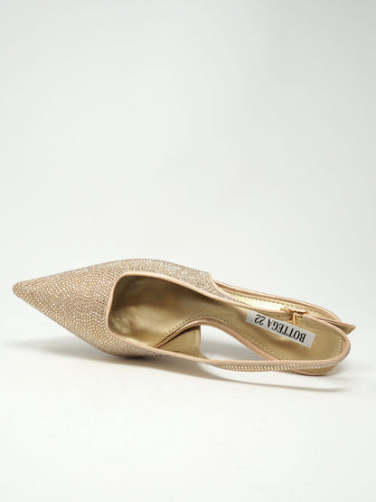 Décolleté slingback strass