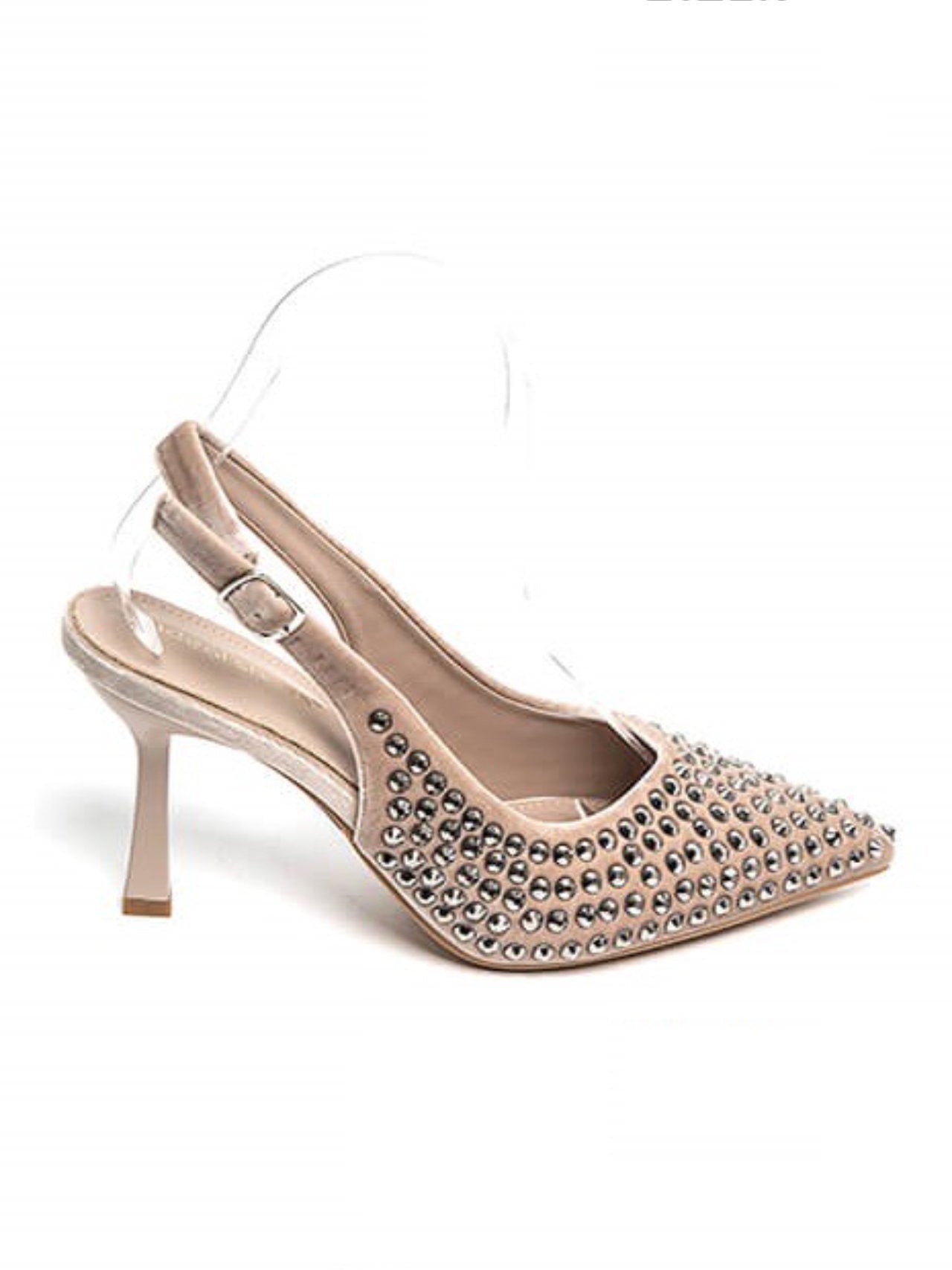Slingback in velluto con strass