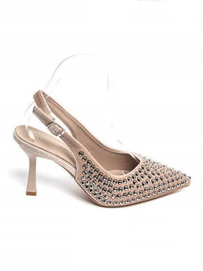Slingback in velluto con strass
