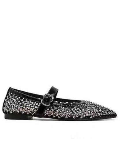 Ballerine a punta con strass