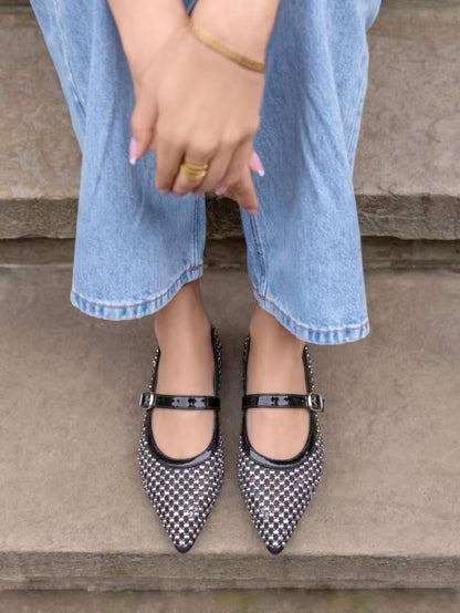 Ballerine a punta con strass