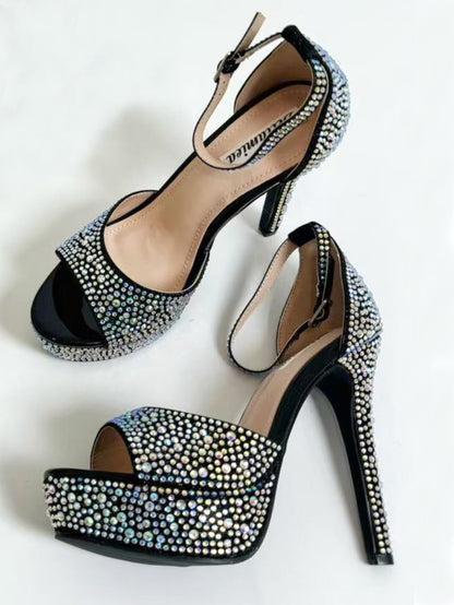 Sandali con plateau e strass – New Line