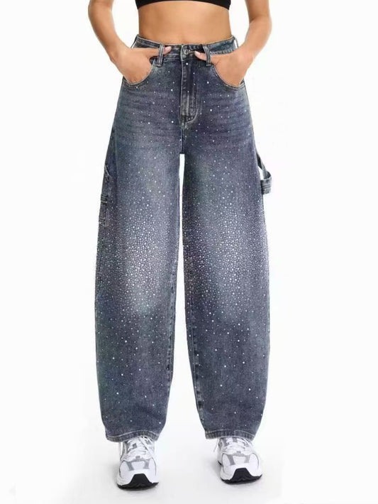 Jeans carpenter con strass - mom fit