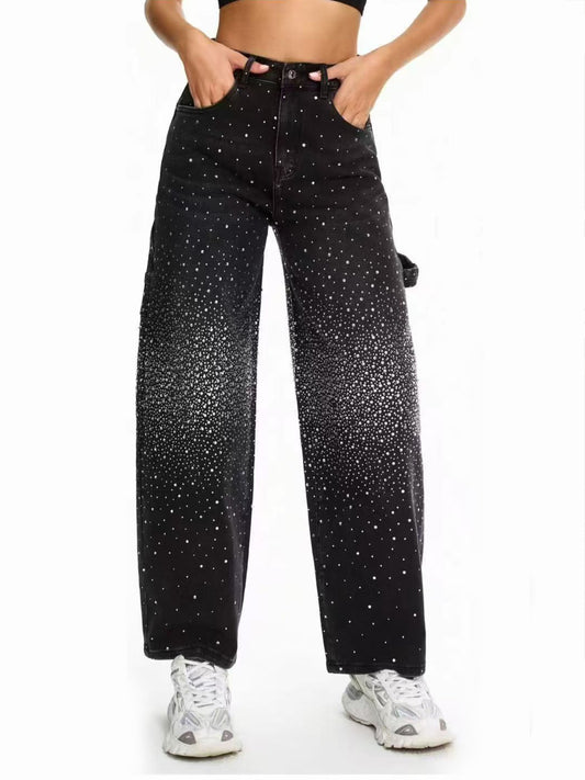 Jeans carpenter con strass - mom fit