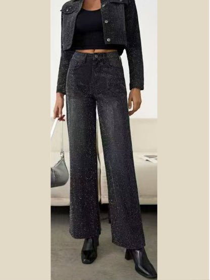 Pantaloni jeans con strass