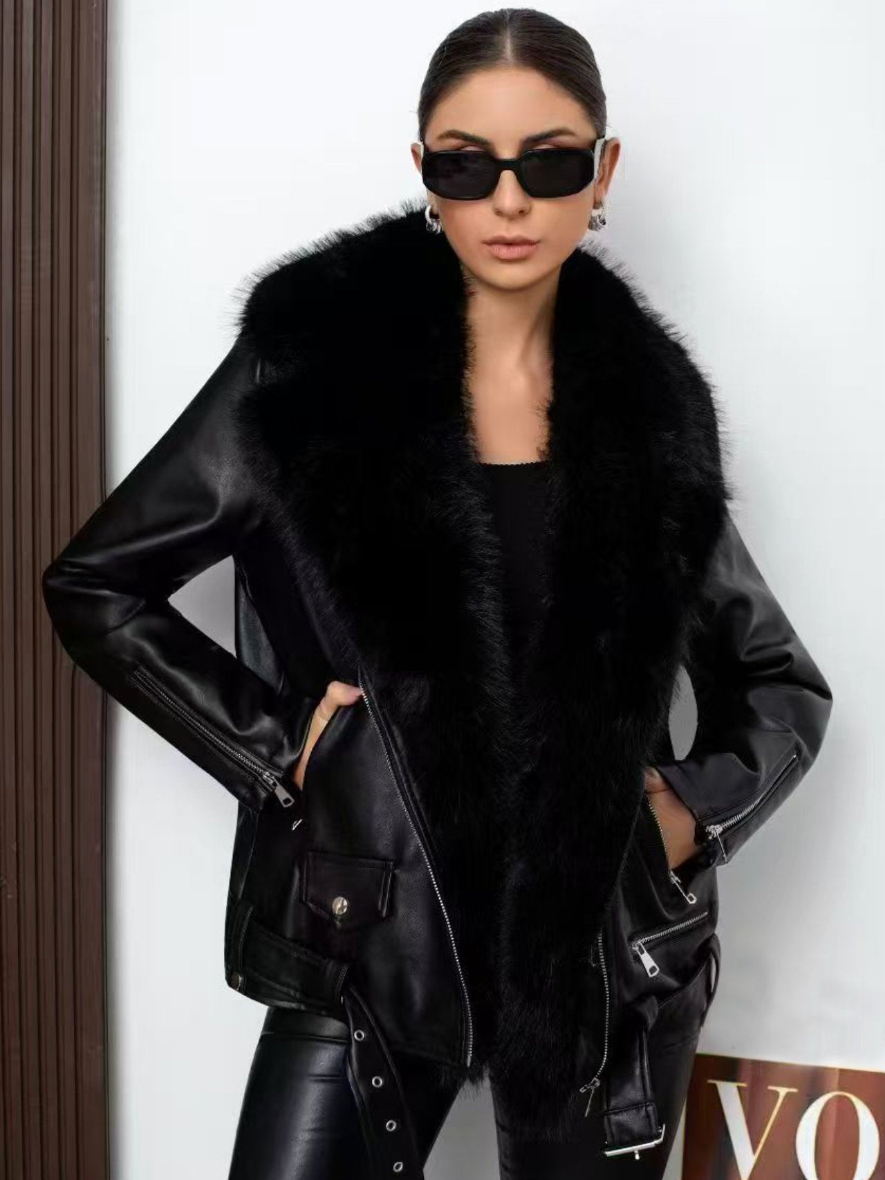 Giubbino con collo in pelliccia