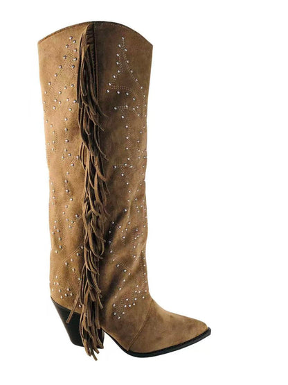 Stivali con frange e borchie