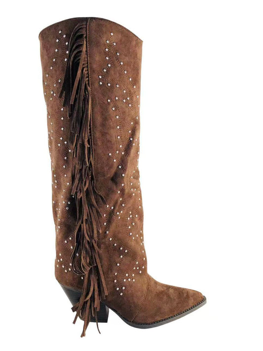 Stivali con frange e borchie