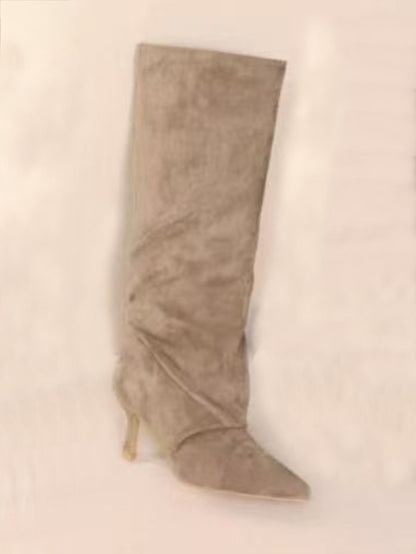 Stivali arricciati scamosciati