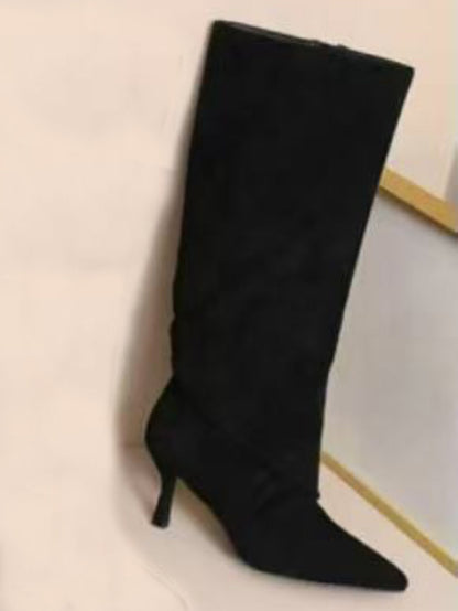 Stivali arricciati scamosciati