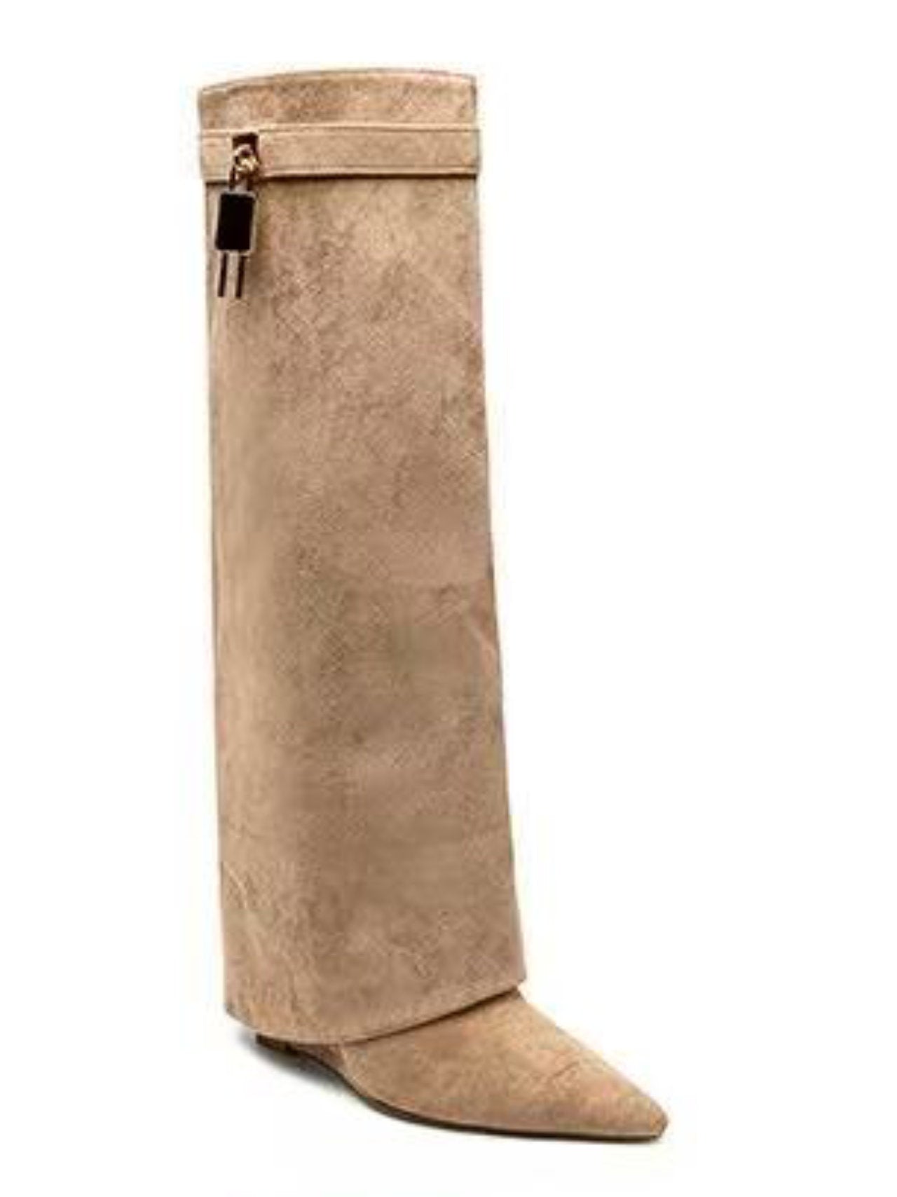 Stivali scamosciati con risvolto e pendaglio