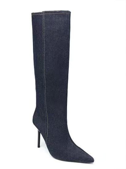 Stivali in jeans con tacco