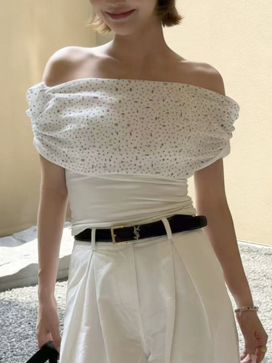 Top a barchetta con strass