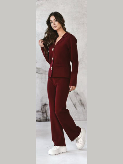 Completo giacca e pantaloni in maglia