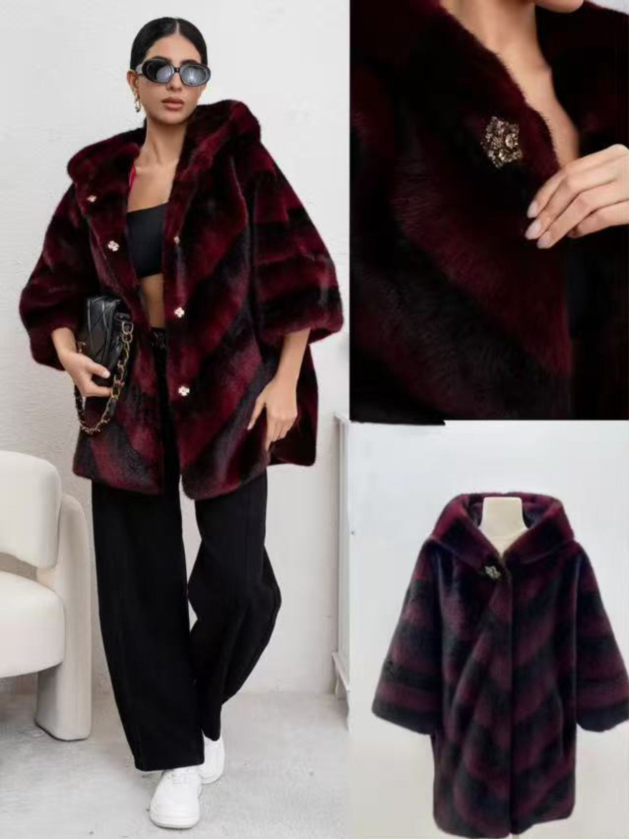 Pelliccia a bande oblique