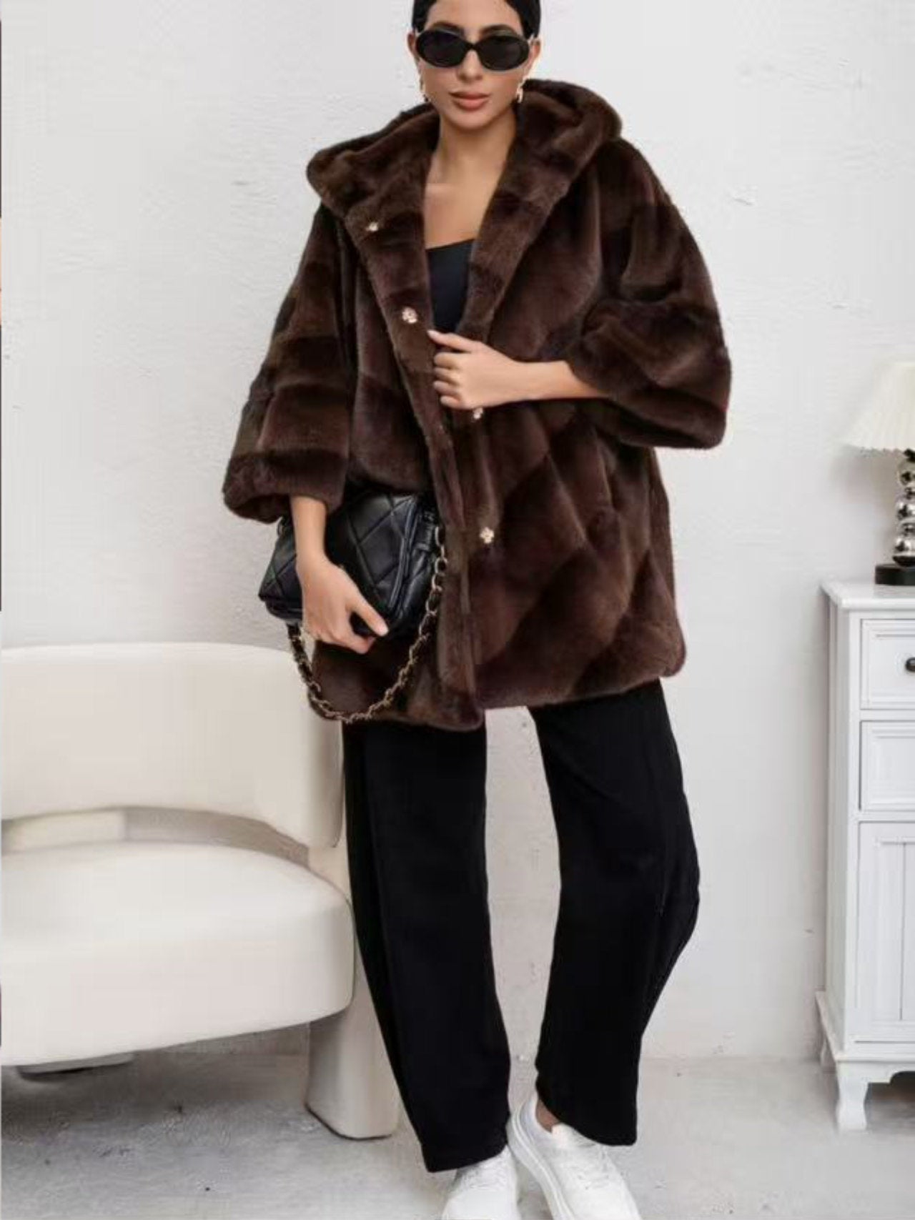 Pelliccia a bande oblique